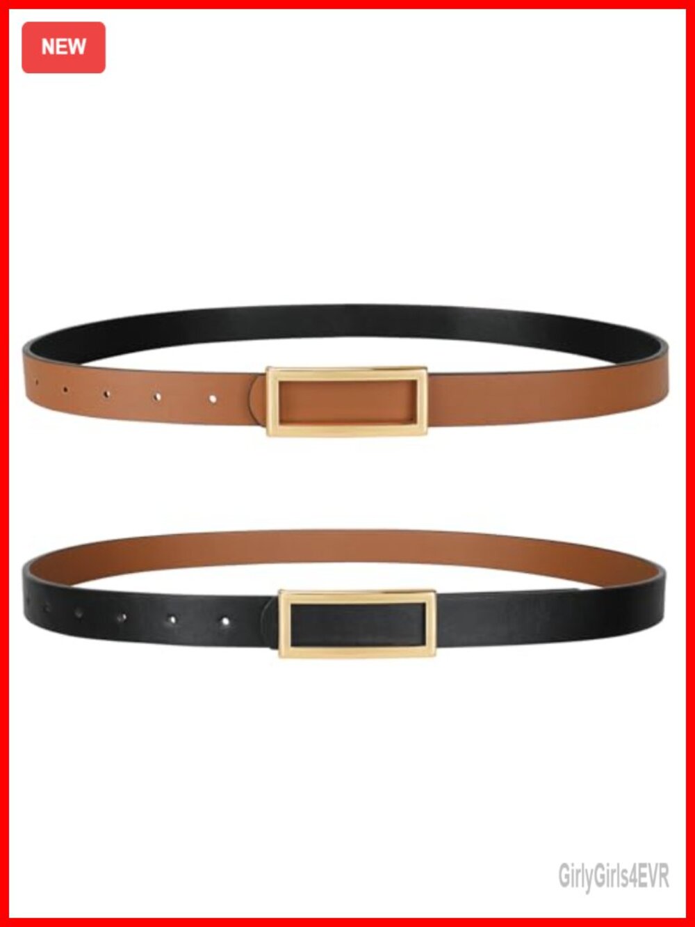 Skinny Reversible Faux Leather Belt with Gold Buckle for Women
